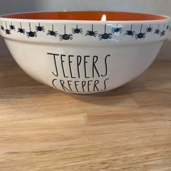Rae Dunn Jeepers Creepers Halloween Bowl Spider Orange candy mixing Bowl New - Picture 1 of 5
